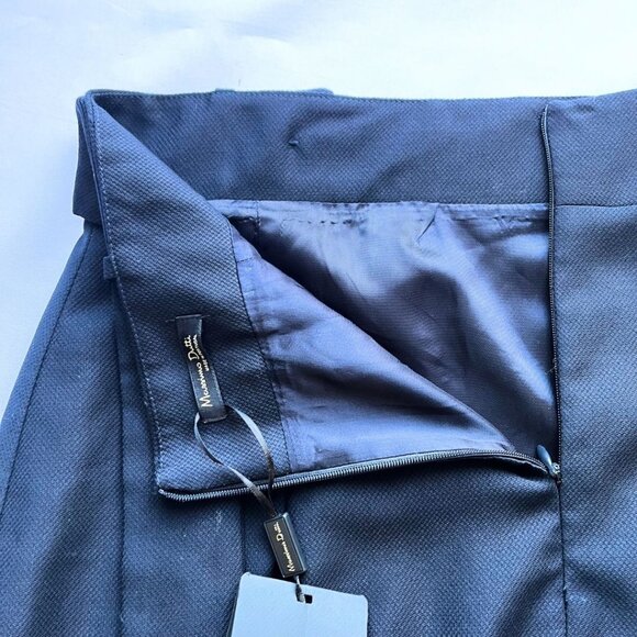 NWT MASSIMO DUTTI NAVY FRONT MARBLED OVERSIZED BUTTON PENCIL SKIRT - 6 - Picture 8 of 12